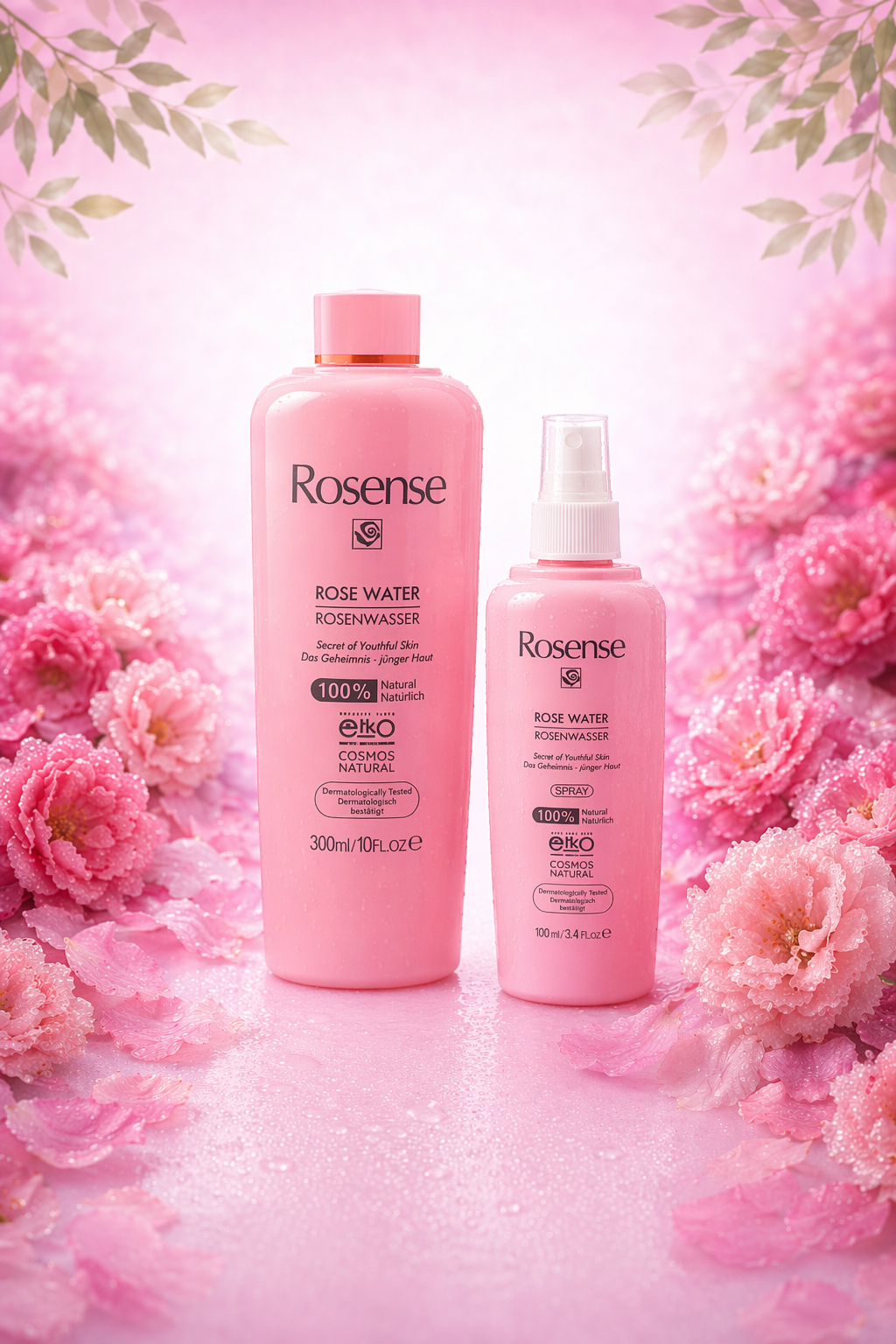 Rosewater Advantage Duo Set for (Home and Travel) 300ml+100ml Spray Bottle